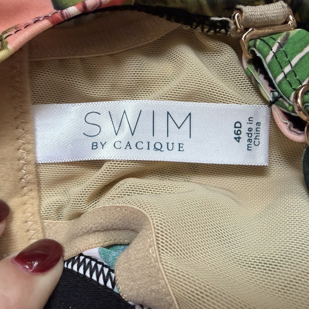 SWIM Cacique Underwire Bathing Tankini Top Women 46D Tropical Floral Padded - Picture 5 of 6